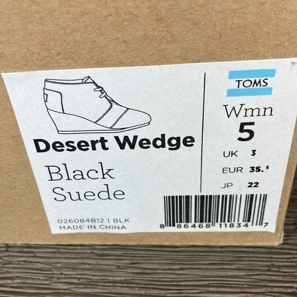 Like new TOMS desert wedge in black suede, size 5. - Picture 8 of 10